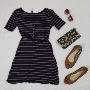 Navy blue and brown casual dress
